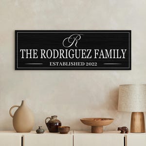 Custom Family Name Sign with Monogram and Established Year – Personalized Canvas Wall Art for Living Room or Entryway