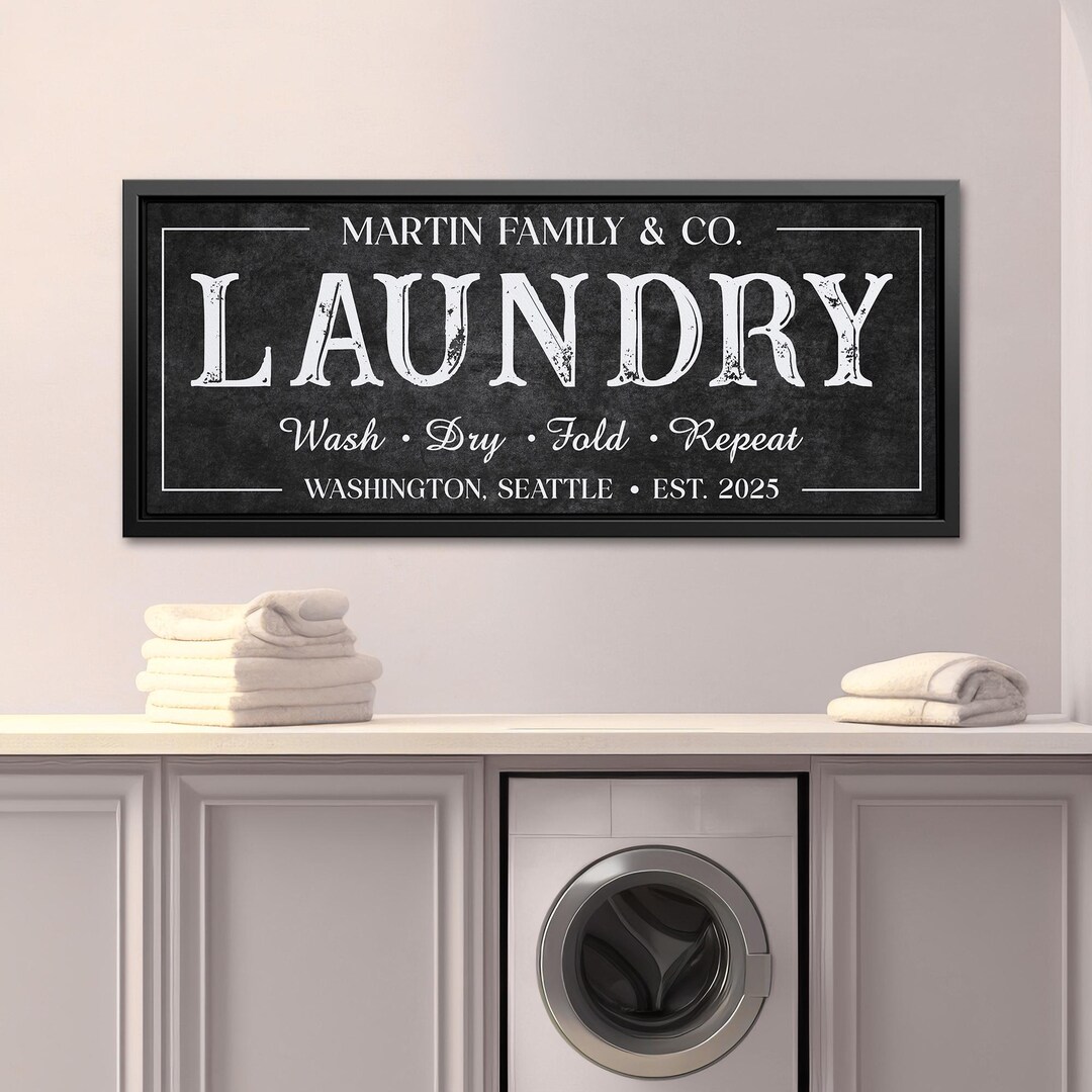 Custom Laundry Room Canvas Sign, Personalized Farmhouse Laundry Decor ...