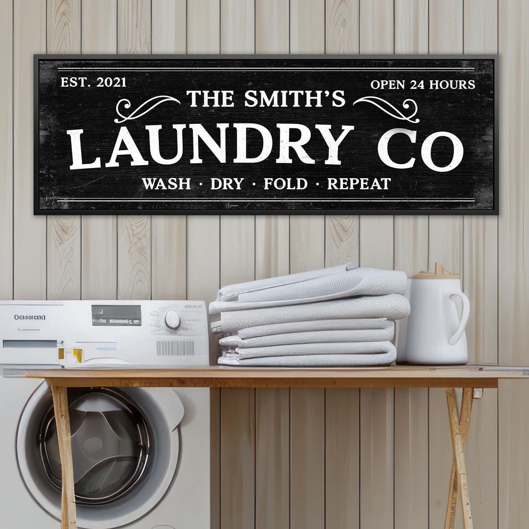 Custom Laundry Room Sign – Personalized Laundry Co Canvas – Wash Dry ...