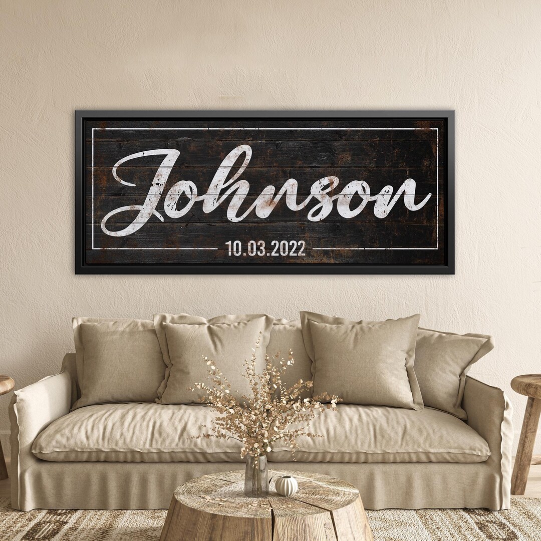 Personalized Last Name Sign – Family Established Canvas Print, Rustic ...