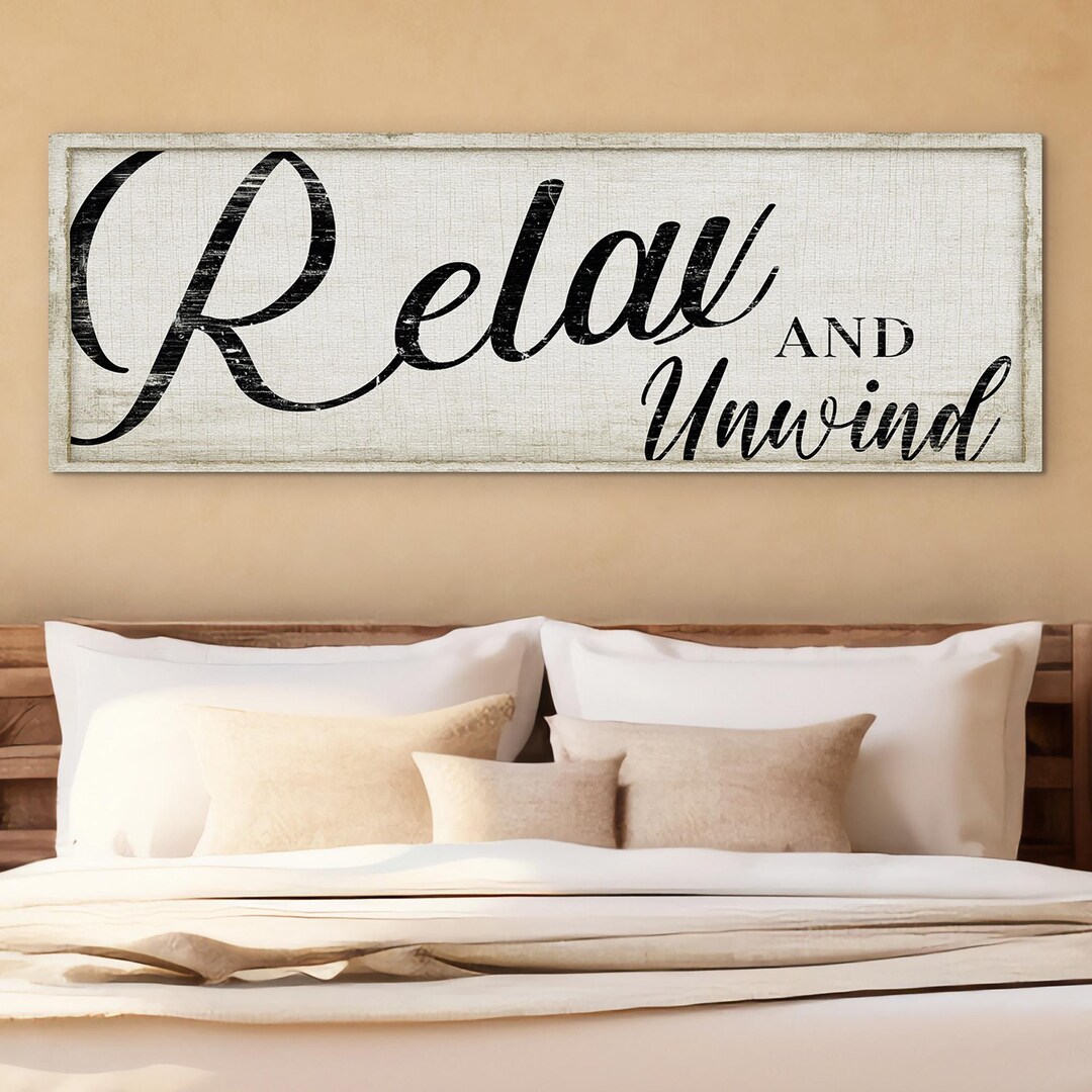 Relax and Unwind Bathroom Wall Art, Farmhouse Bathroom Sign Canvas ...
