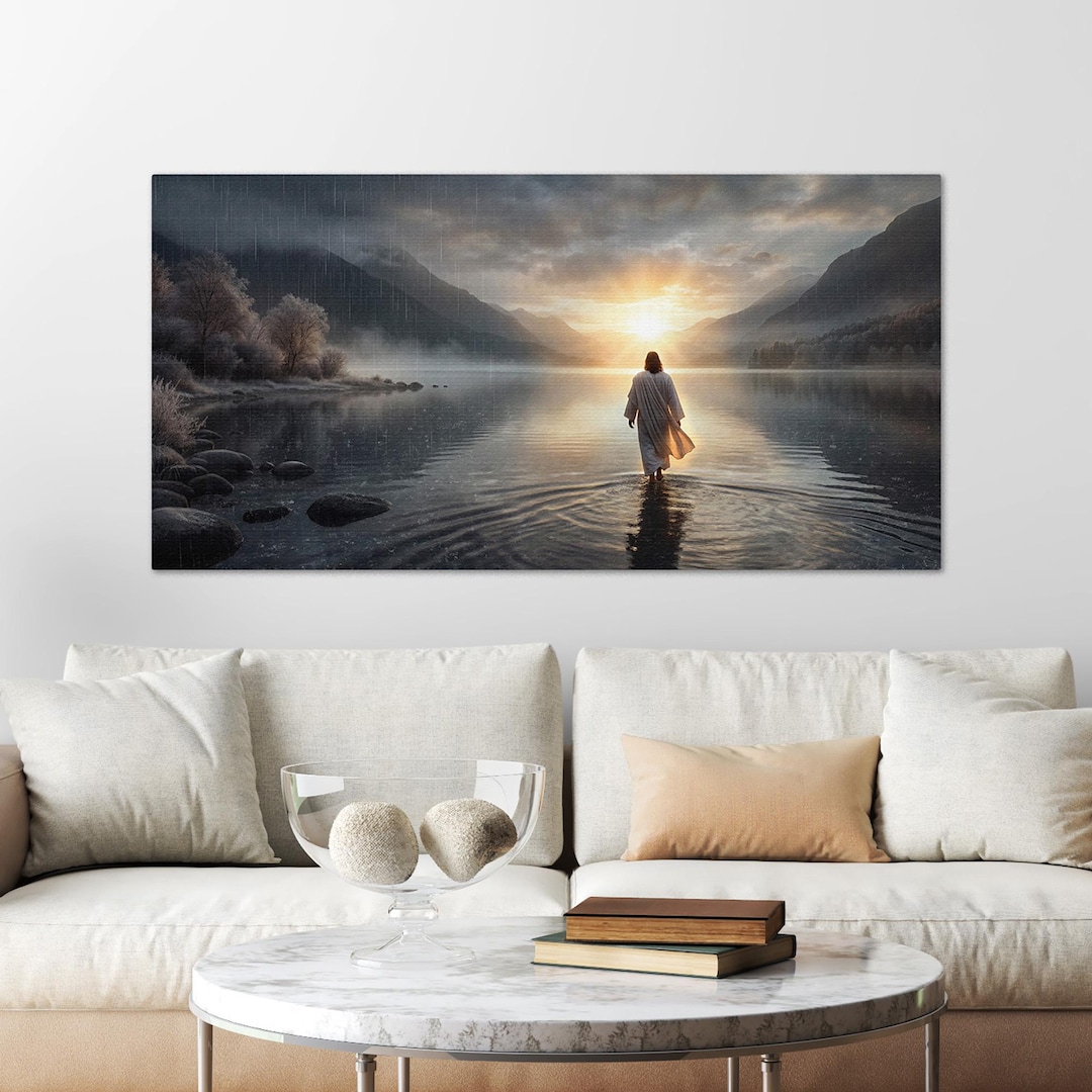 Jesus Walking on Water Canvas Wall Art, Christian Wall Decor, Religious ...