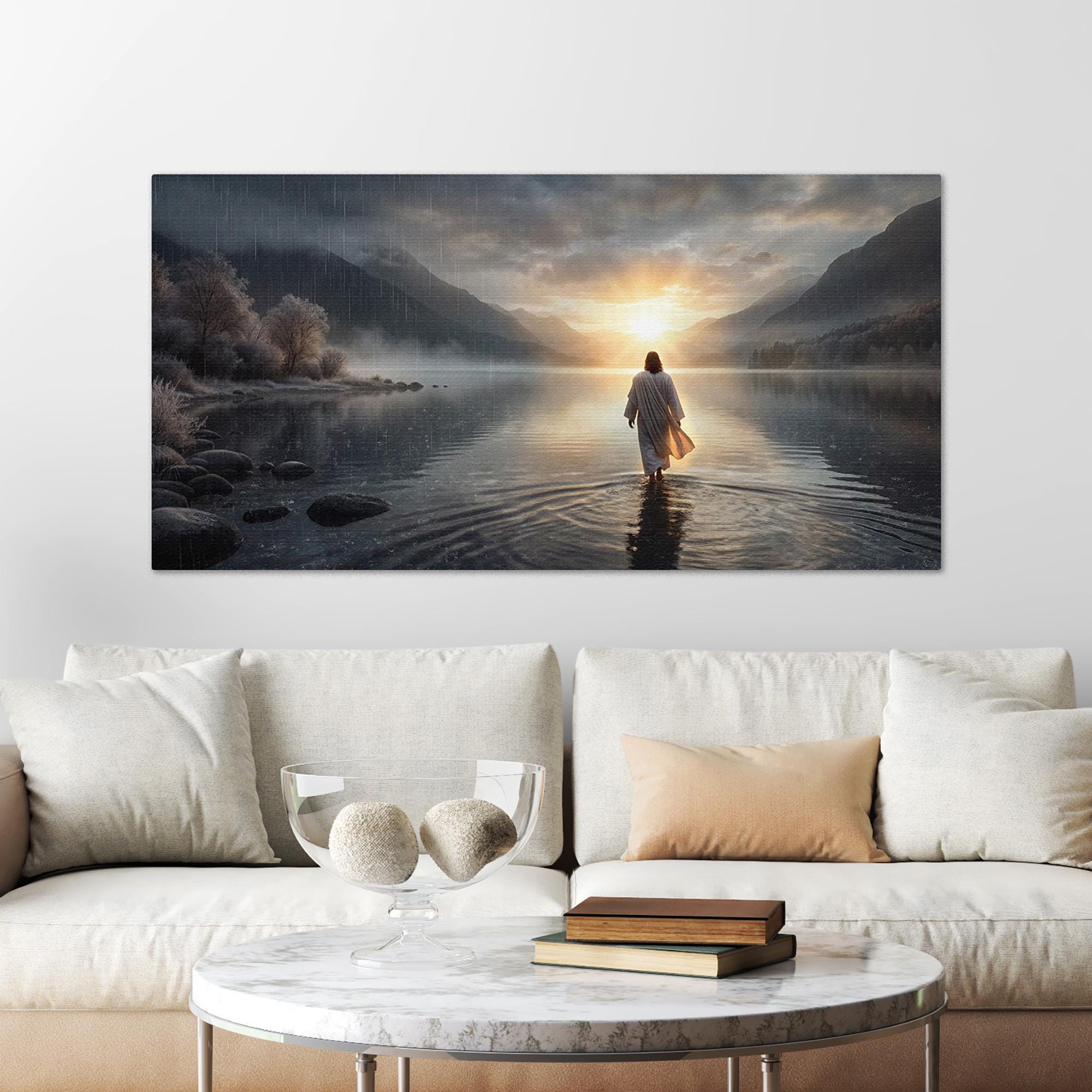 Jesus Walking on Water Canvas Wall Art, Christian Wall Decor, Religious ...