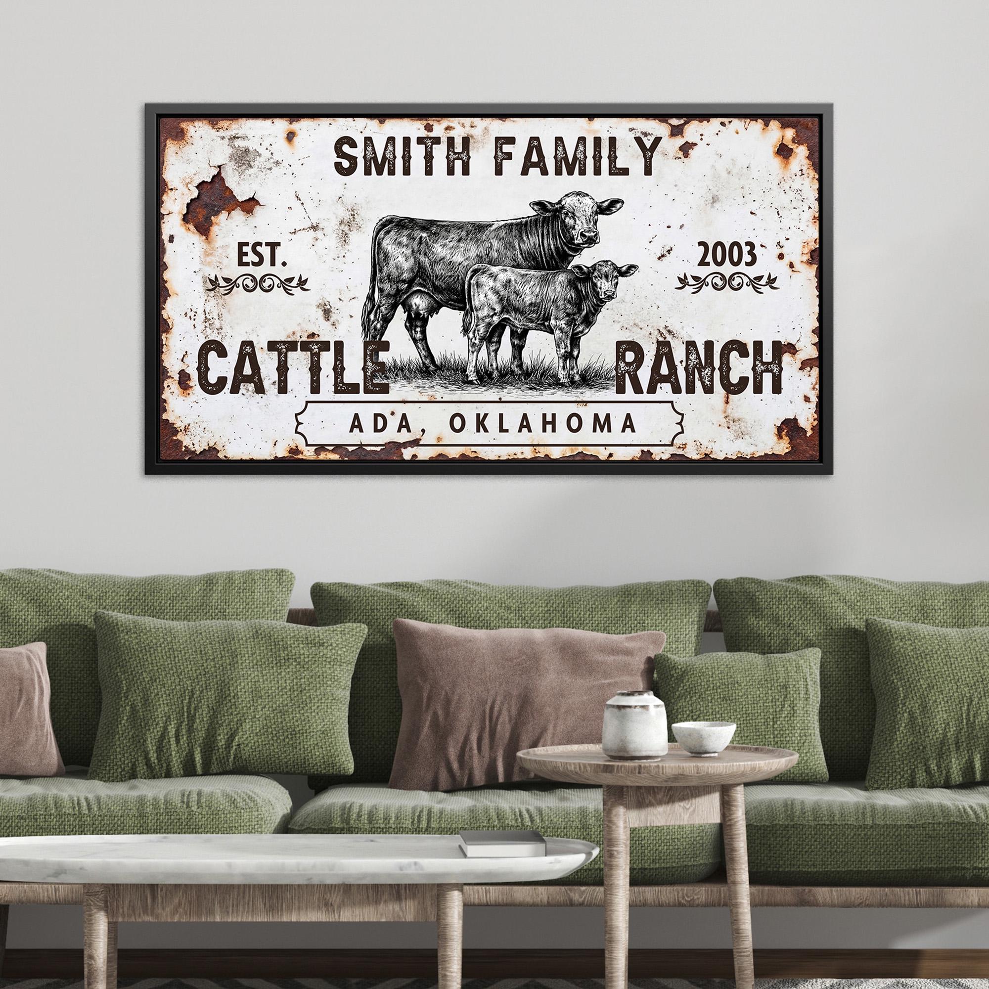 Custom Cattle Ranch Sign Personalized Cattle Ranch Sign, Custom Family Name Canvas, Farmhouse ...