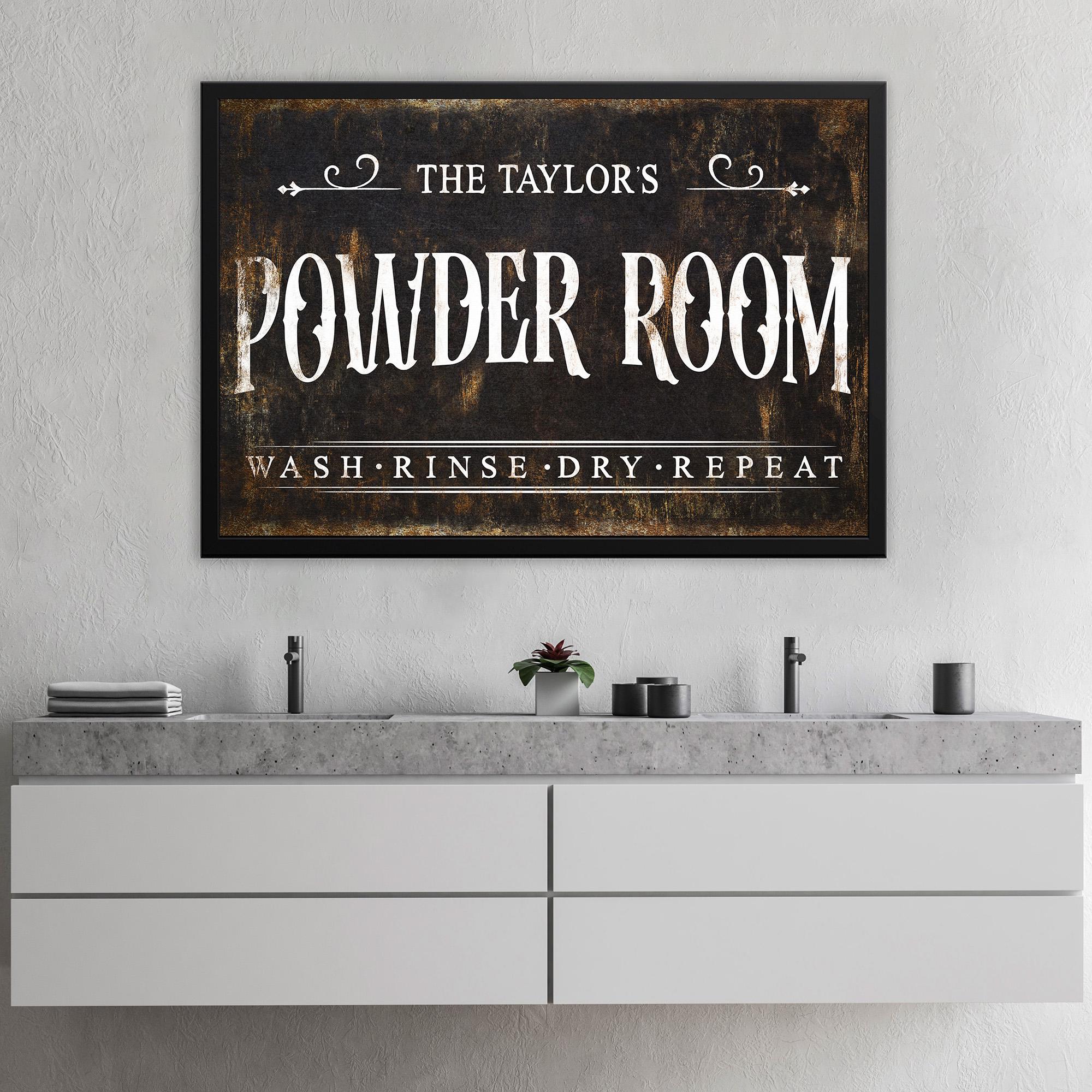 Powder Room Logos Modern Farmhouse Powder Room Sign – Custom Bathroom Canvas, Wash Rinse ...