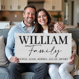 Family Name Canvas Wall Art | Personalized Family Sign | Modern Farmhouse Wall Decor | Custom Family Names Canvas Gift