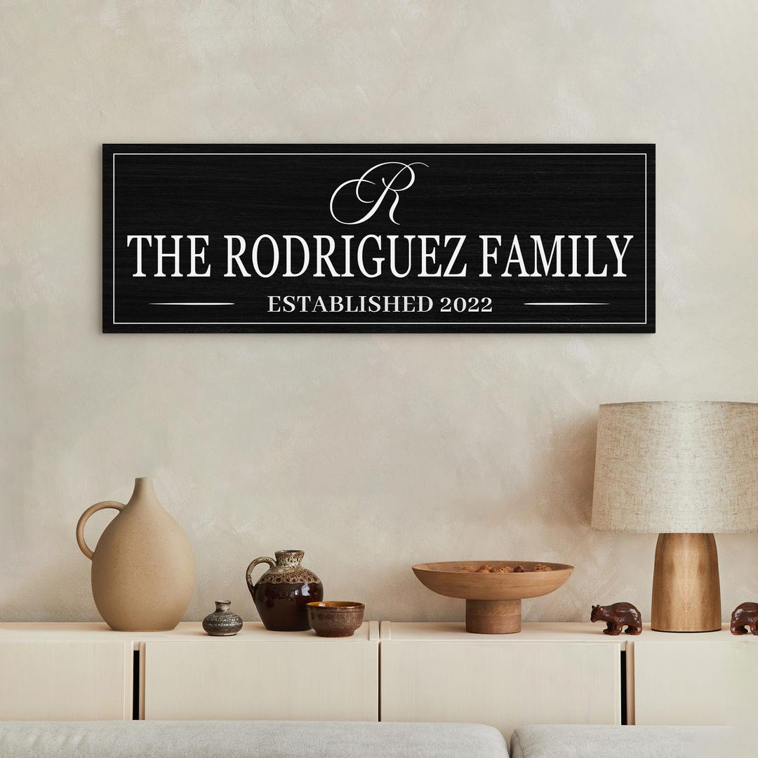 Custom Family Name Sign With Monogram and Established Year ...
