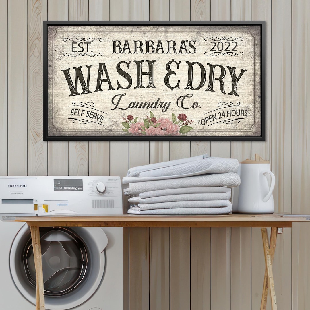 Personalized Wash & Dry Laundry Co Canvas – Custom Floral Laundry Room ...