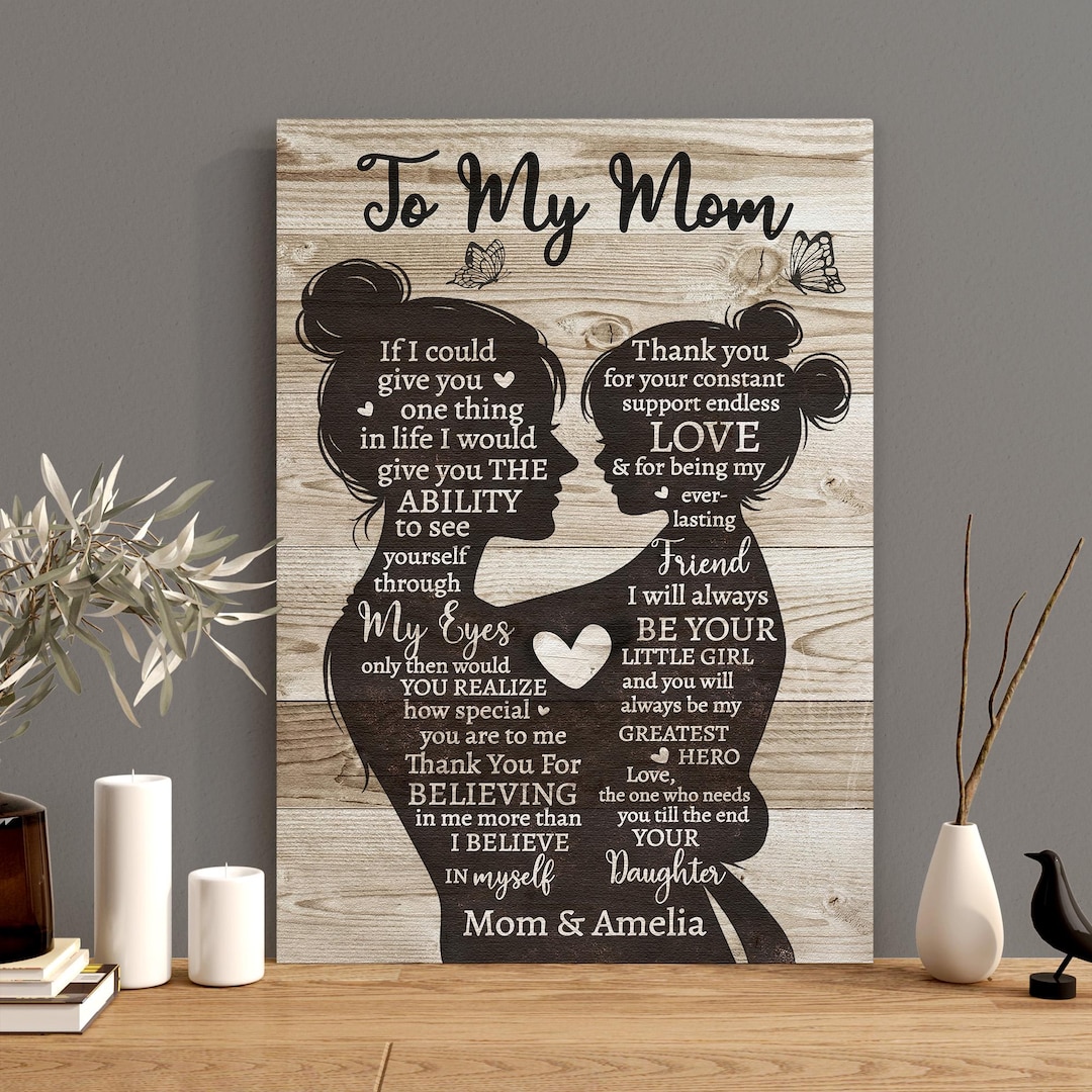 Personalized Mom Canvas Art, Mother Daughter Wall Art, Custom Mom Gift ...
