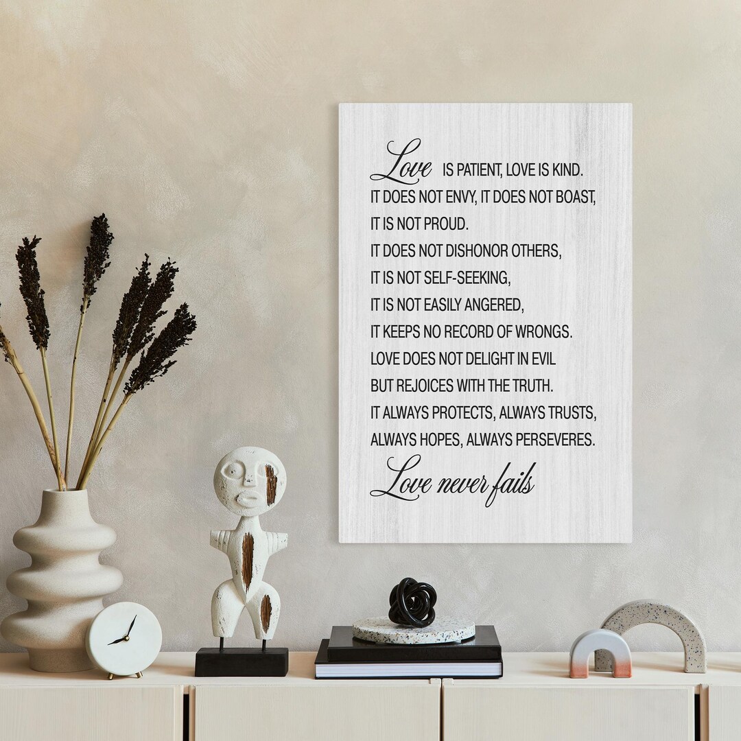 Love is Patient Canvas Wall Art – 1 Corinthians 13 Bible Verse Sign ...