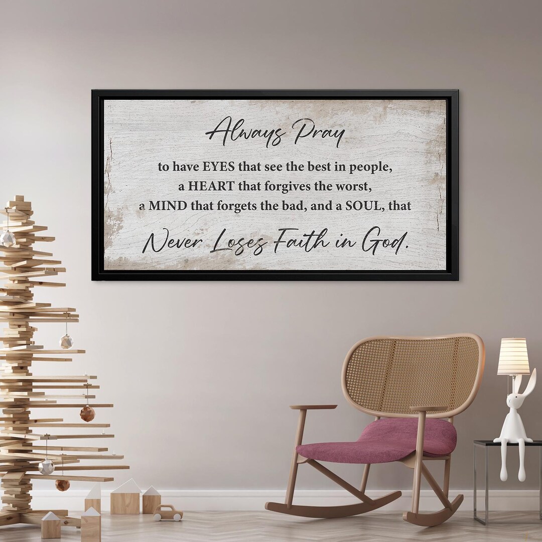 Faith Wall Art – Always Pray Canvas Sign, Christian Home Decor, Rustic ...