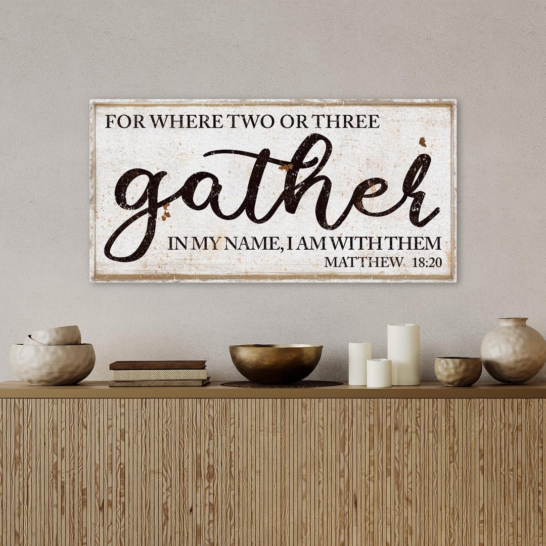 Gather Bible Verse Wall Art | Christian Farmhouse Decor | Rustic ...