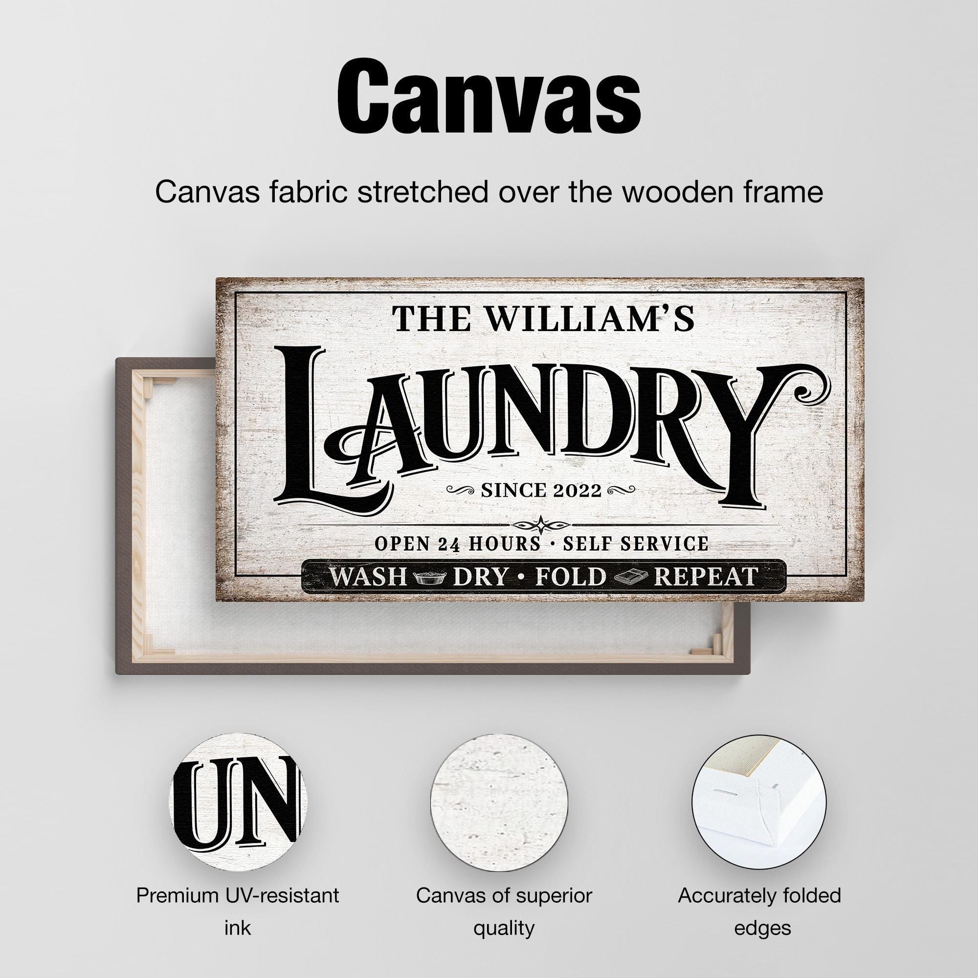 Personalized Laundry Room Sign Canvas, Custom Family Name Laundry Decor ...