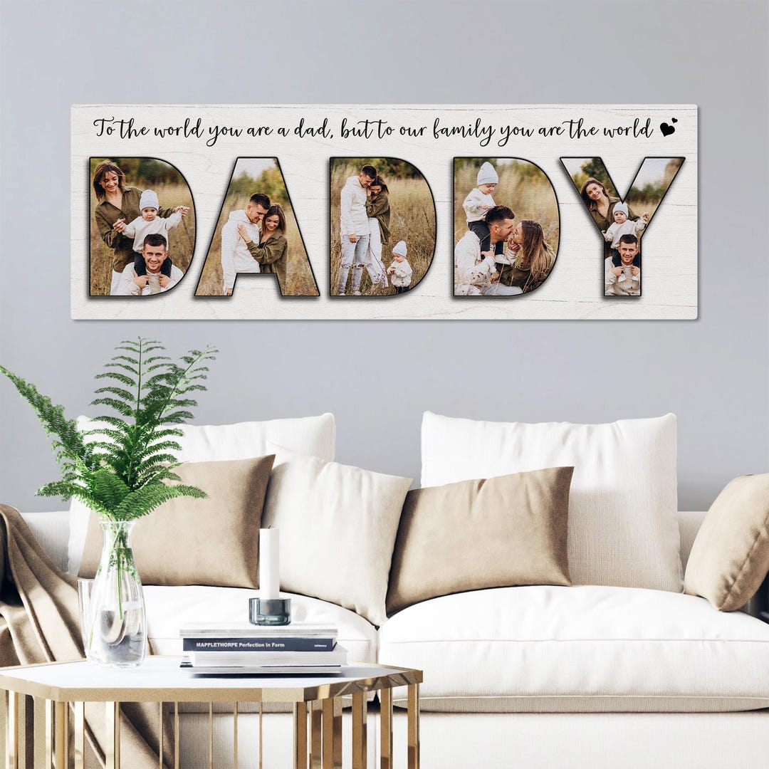 Personalized Daddy Photo Canvas, Custom Dad Photo Collage Sign, Father ...