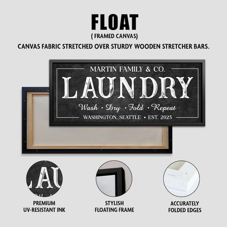 Custom Laundry Room Canvas Sign, Personalized Farmhouse Laundry Decor ...