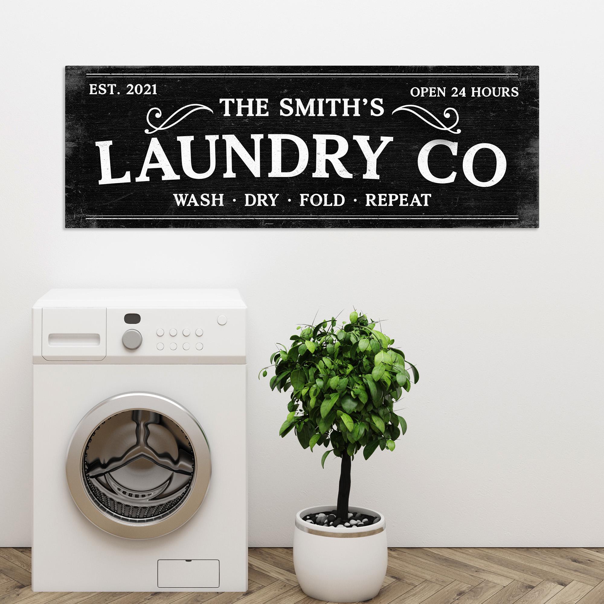 Custom Laundry Room Sign – Personalized Laundry Co Canvas – Wash Dry ...