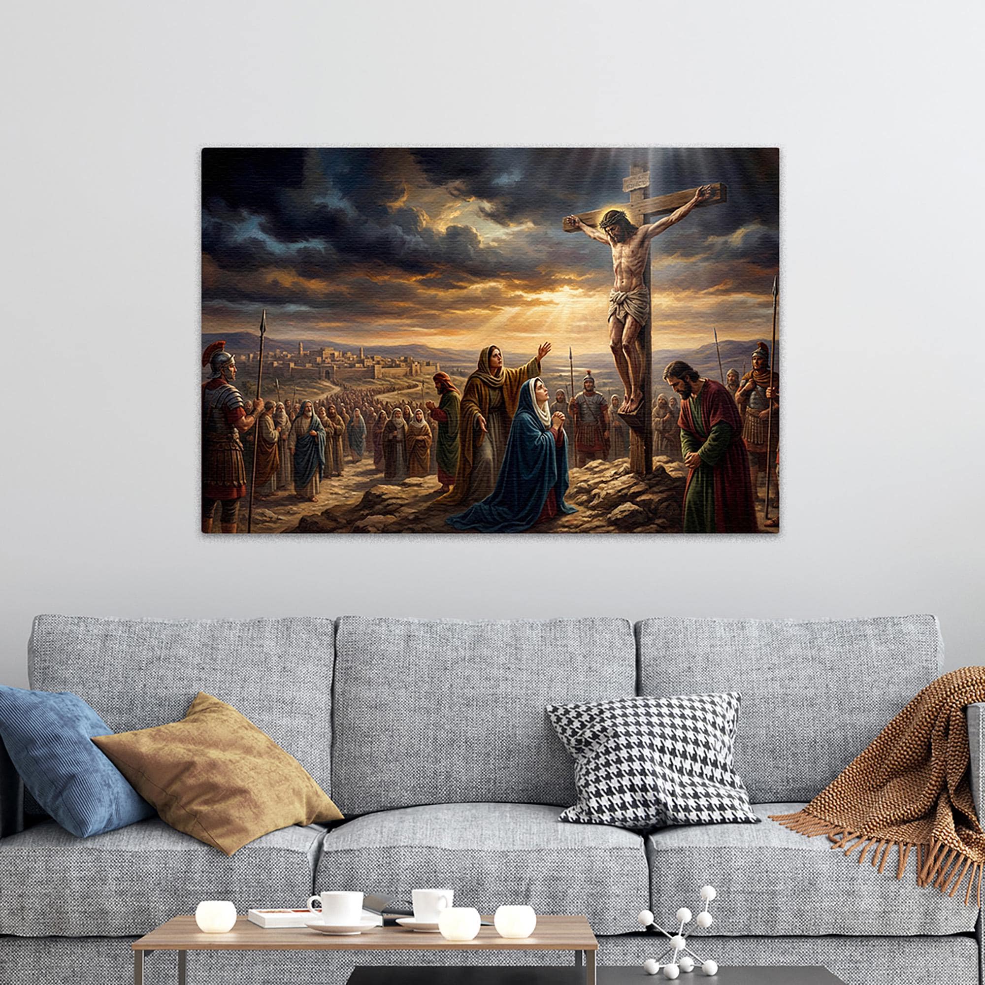 Jesus on the Cross Canvas Wall Art, Crucifixion of Christ Painting ...