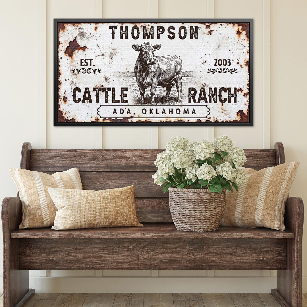 Custom Cattle Ranch Sign Personalized Cattle Ranch Sign, Custom Farmhouse Wall Art, Established ...