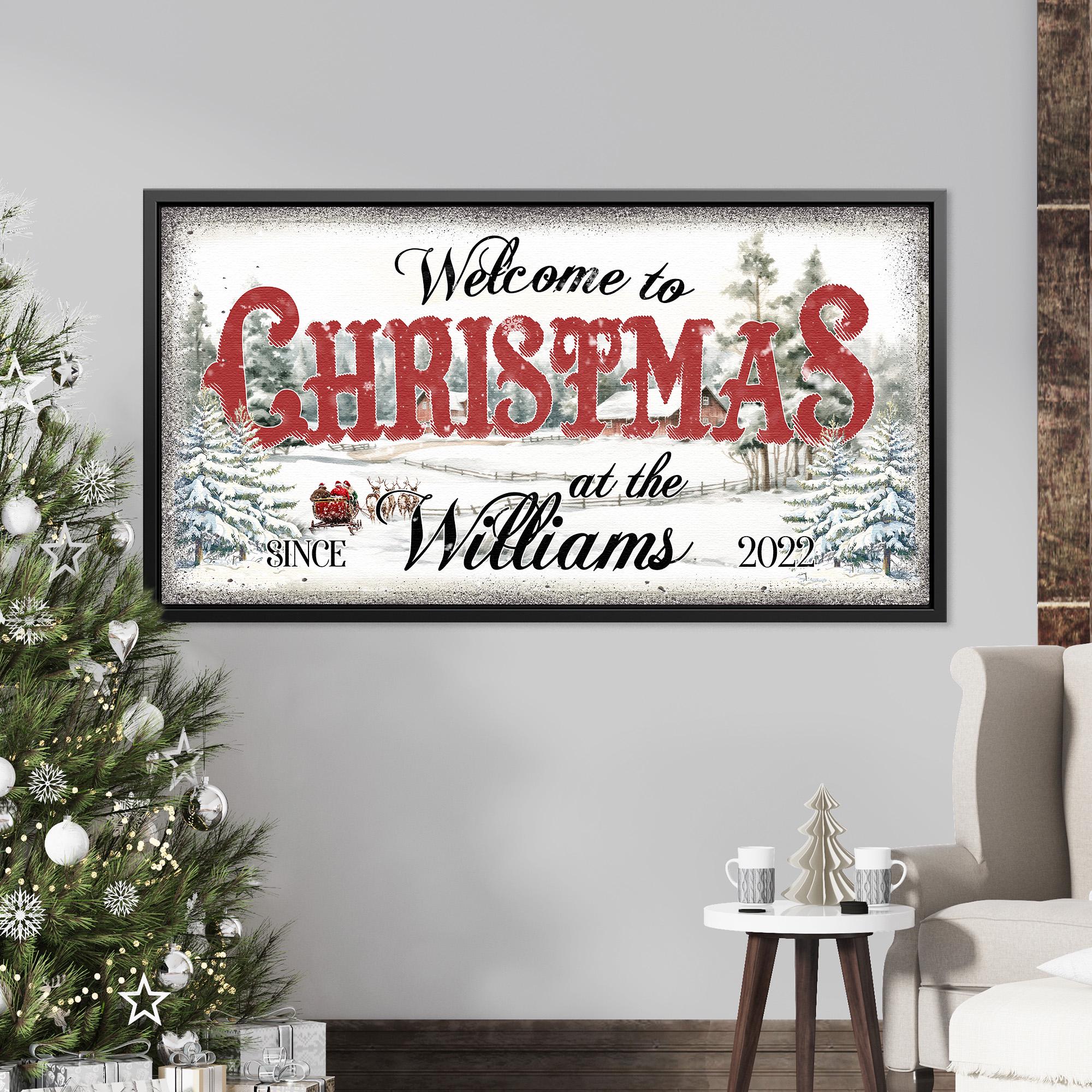 Welcome to Christmas Personalized Sign – Family Holiday Wall Art ...