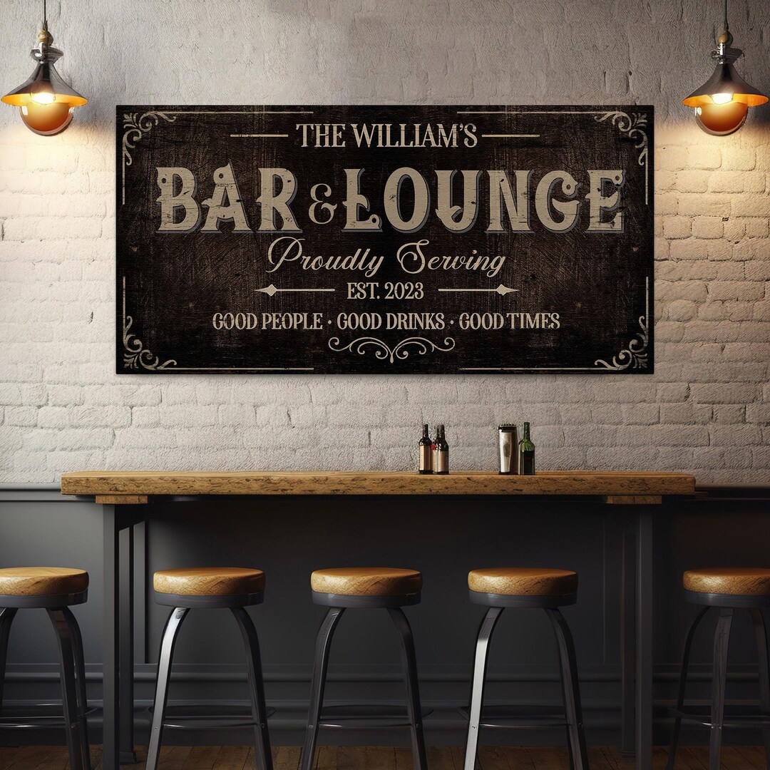 Custom Bar & Lounge Sign – Personalized Wall Art With Name Year – Home ...
