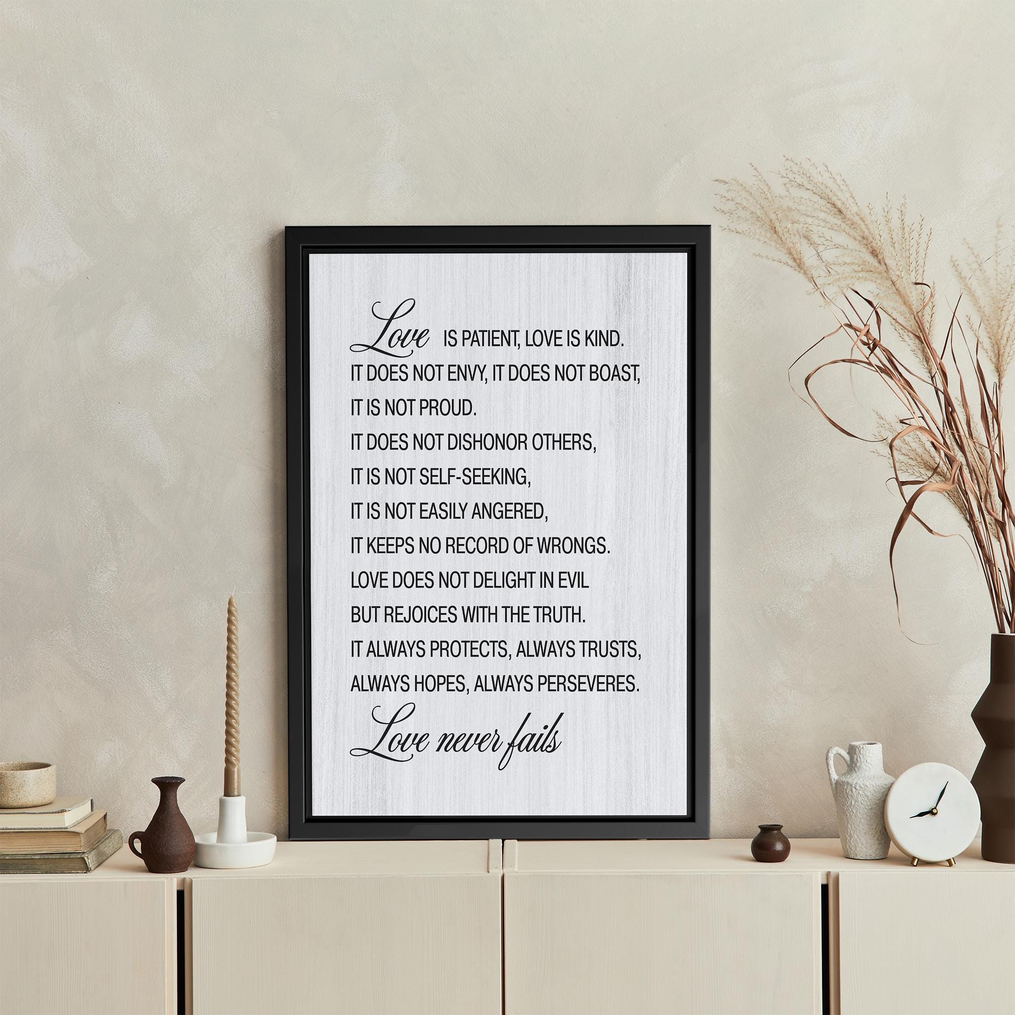 Love is Patient Canvas Wall Art – 1 Corinthians 13 Bible Verse Sign ...