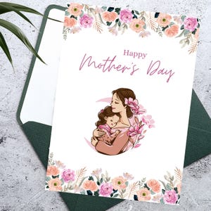 Carte de fête des mères pour les belles et magnifiques mamans, carte à imprimer pour que votre mère la surprenne avec affection, cadeau d'amour élégant pour elle.