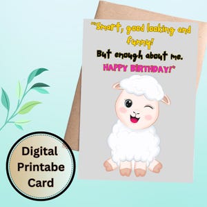 carte d'anniversaire amusante, souhait humoristique, souhait humoristique, carte postale amusante, souhait d'anniversaire, meilleur ami, salutation ridicule pour son mari, mouton blanc mignon.