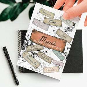 Evidenzia il biglietto di marzo, colori vintage, perfetto per la festa del papà, PDF, PNG, JPG inclusi, mese speciale, terzo mese, auguri