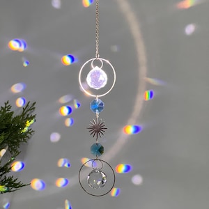 Four-Color Sun Crystal Suncatcher | Window Hanging Decor | Handmade Rainbow Maker | Car Charm | Gift for Her | Boho Sun Catchercc |Xmas Gift