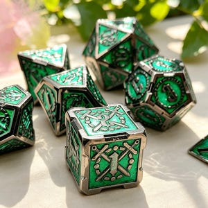 Ancient Bronze Sword-Pattern Metal Dice Set — Suitable for Dungeons & Dragons Role-Playing Games