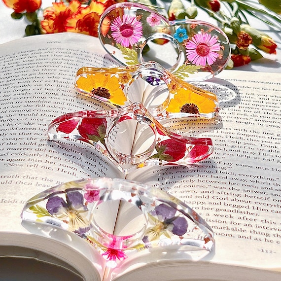 Birth Flower Book Page Holder, Real Floral Resin Thumb Page Holder, Page Spreader, Book Accessories, Book Lover Gift, Birthday Gift