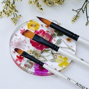 Resin Paint Brush Holder, Pressed Flowers, Customizable Floral Design, Artist Gifts, Gift for Painter, Pen Rest, Pencil Holder, Student Gift
