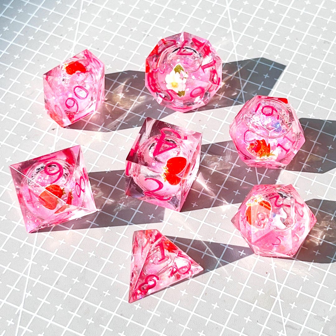 Set di dadi, set di dadi DND Core rosa, set di dadi Fruit Edge Liquid, set di dadi Dungeons and Dragons, regalo per giochi di ruolo