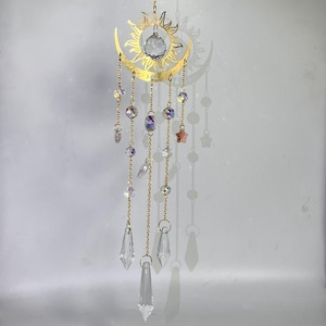 Sun Moon Crystal Suncatcher, Window Decor, Handmade Rainbow Maker, Hanging Home Decor, Valentines gift, Boho Decoration, Sun Catcher