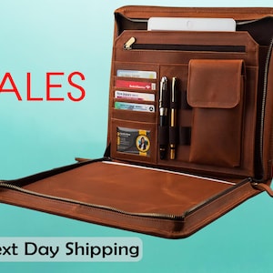 Portafolio de cuero personalizado con portalápices, los mejores regalos para él, portafolios de cuero para hombres, regalos de Navidad, regalos personalizados para papá
