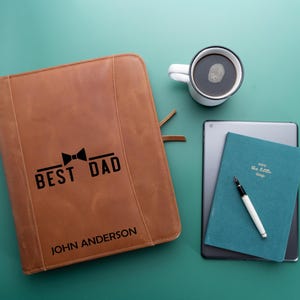 Personalized Leather Gift Portfolio Best Corporate Gift Professional Organizer Custom Full Grain Leather Gift for Him Husband Dad Christmas