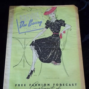 Panfleto de moda original antigo, julho de 1939, Du Barry, antes da Segunda Guerra Mundial - no estado em que se encontra - 12 páginas, década de 1930