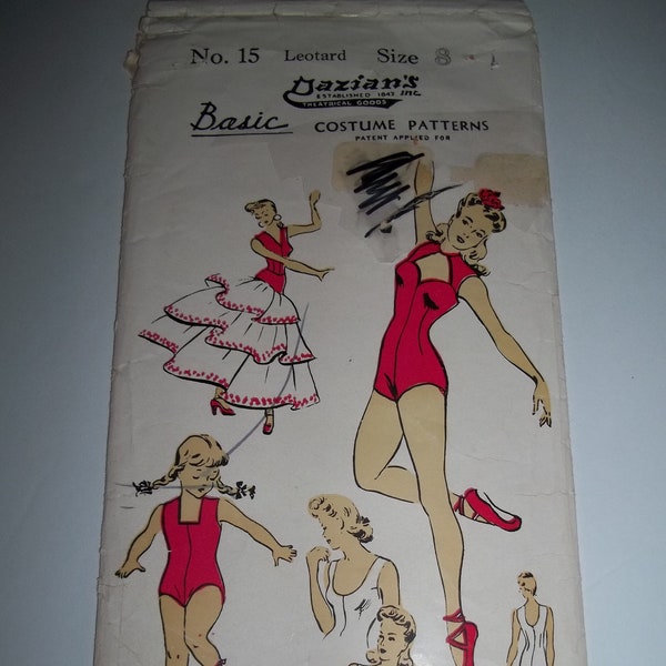 Rare Original Vintage 1940's Dazians Girls 8 Dance Sew Pattern Romper