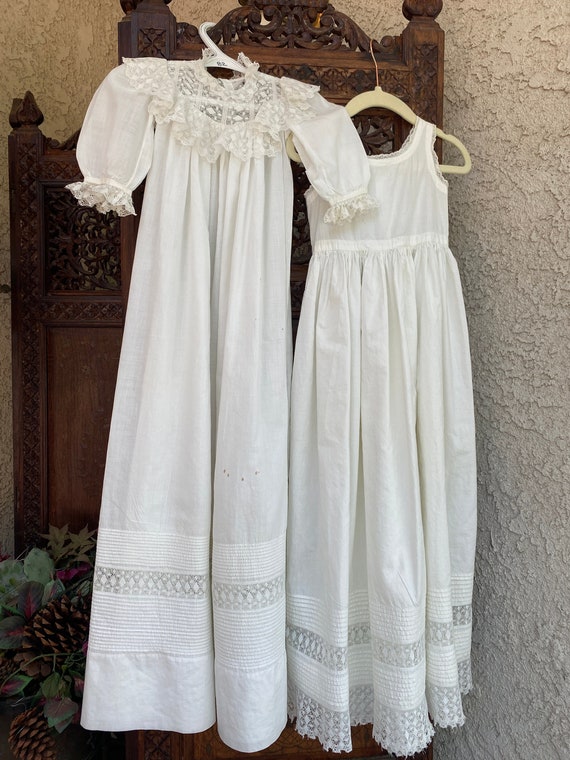 1900's Antique Baby Gown Extra Long Lawn White Vic