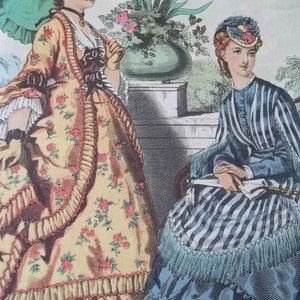 Vintage 1950 Camilla Lucas set 8 French Victorian Ladies Prints in Folder to Frame or Crafts