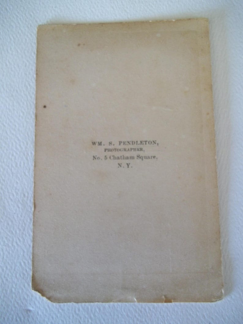 Original Antique Civil War Era CDV Photograph Gentleman With Top Hat New York Wm S Pendleton 1860s Portrait image 3