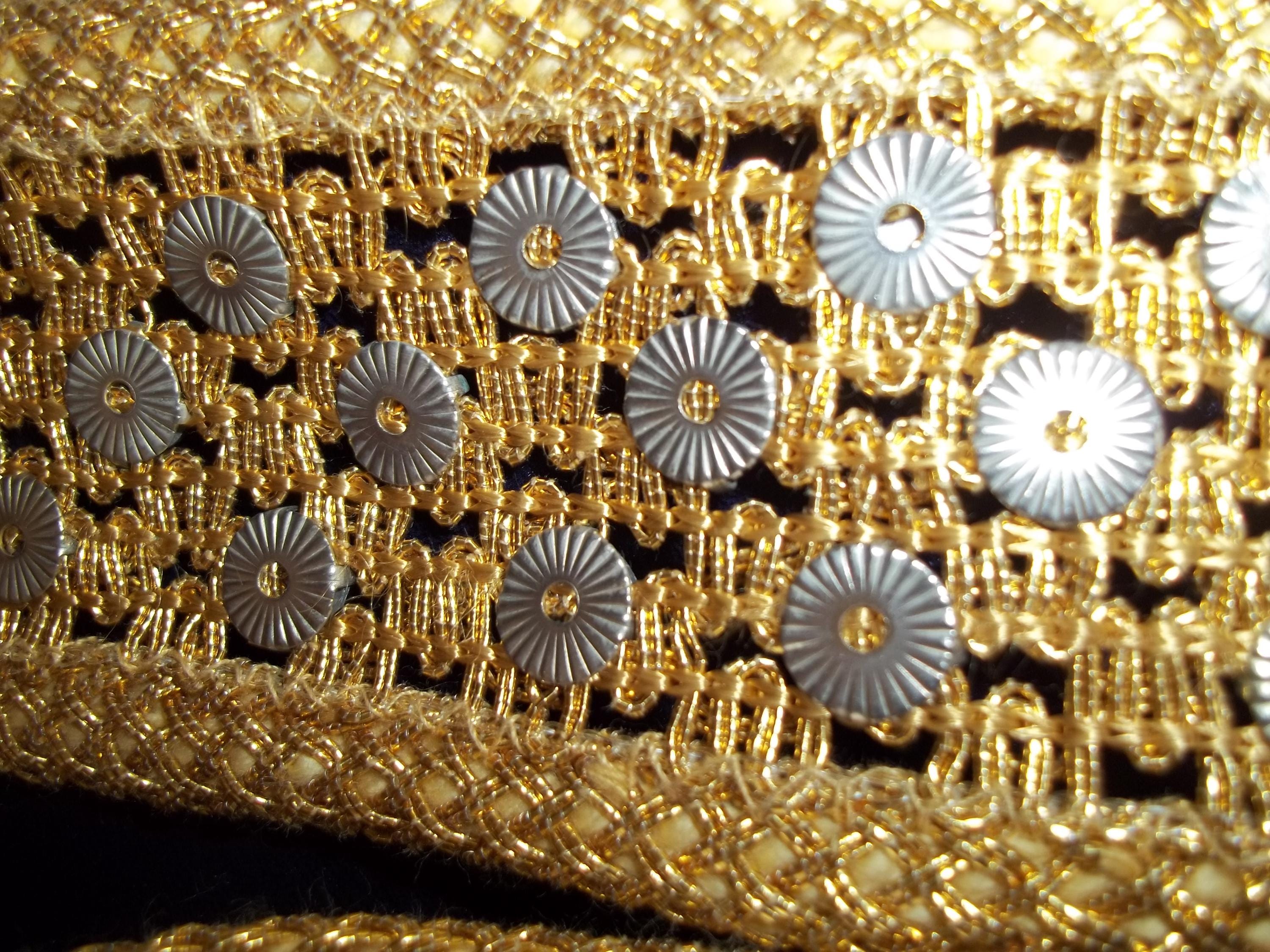 ?Vintage Woven Gold Belt with Rhinestones 1950-1960\'s era 80s Vintage White Gold Studded Rhinestone Belt by Michael  main image 3