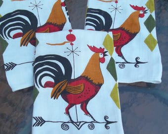 Toalla de cocina con diseño de gallo rojo y veleta, 20 x 24 pulgadas, juego de 3