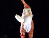 Antique Chenille Pipe cleaner Santa with small white tree Mini Clay hand painted face Face pre 1920 39 s era