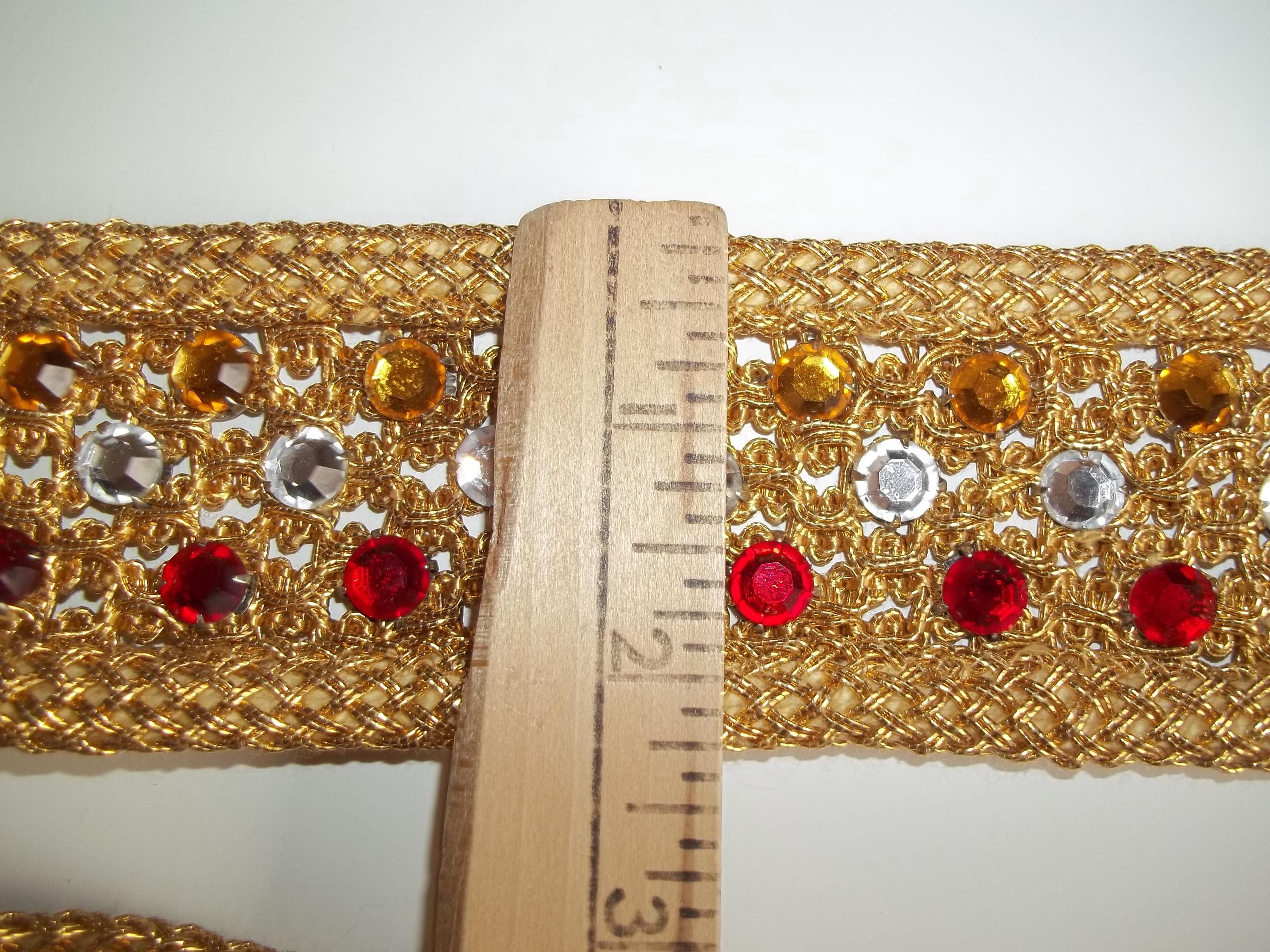 Vintage Woven Gold Belt With Rhinestones 1950-60 display picture 1