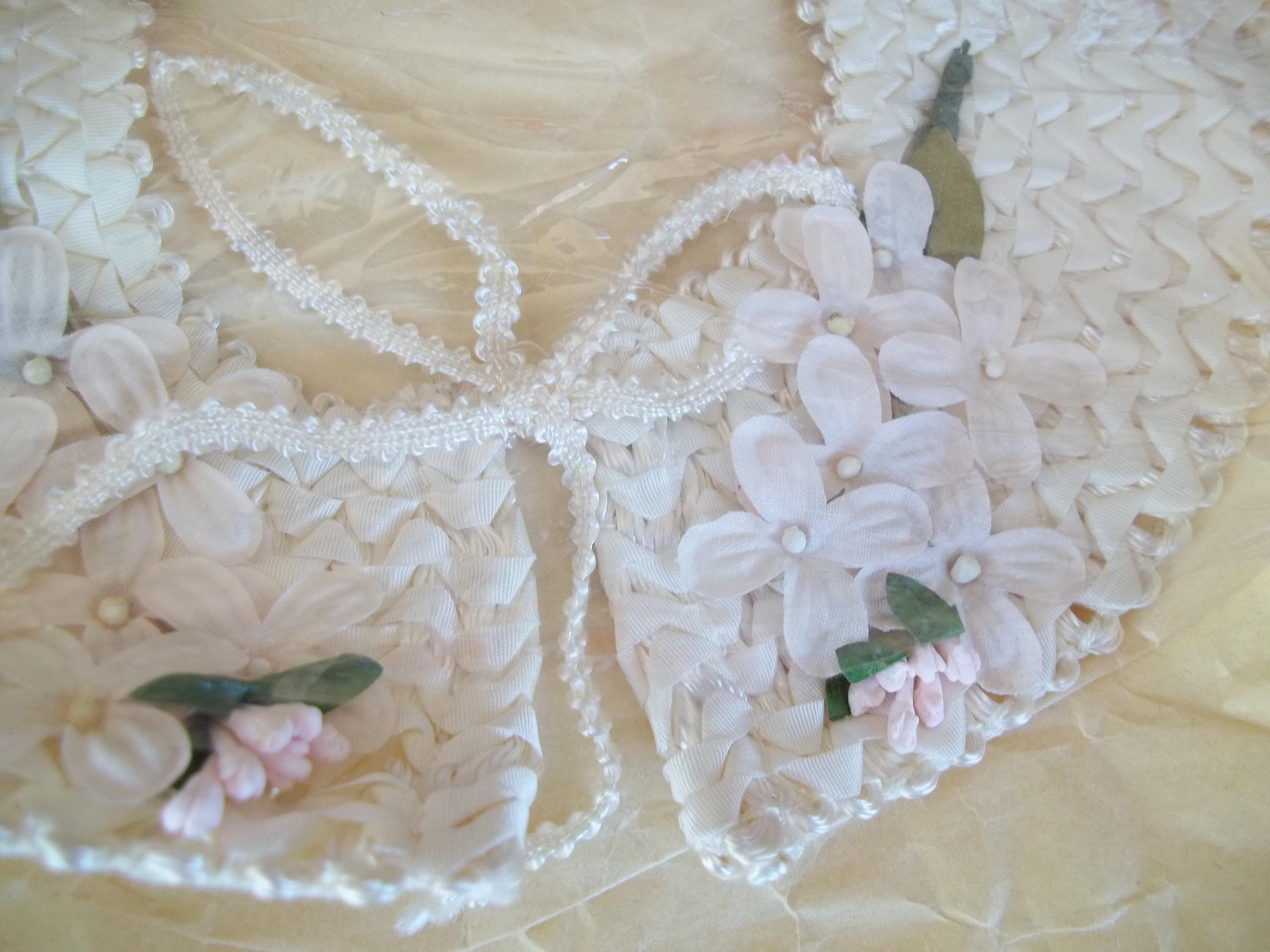 50s ribbon tie dip hem flare lace dress Vintage 1950s Cream Lace Cocktail Dress with Embellished Bodice, B34