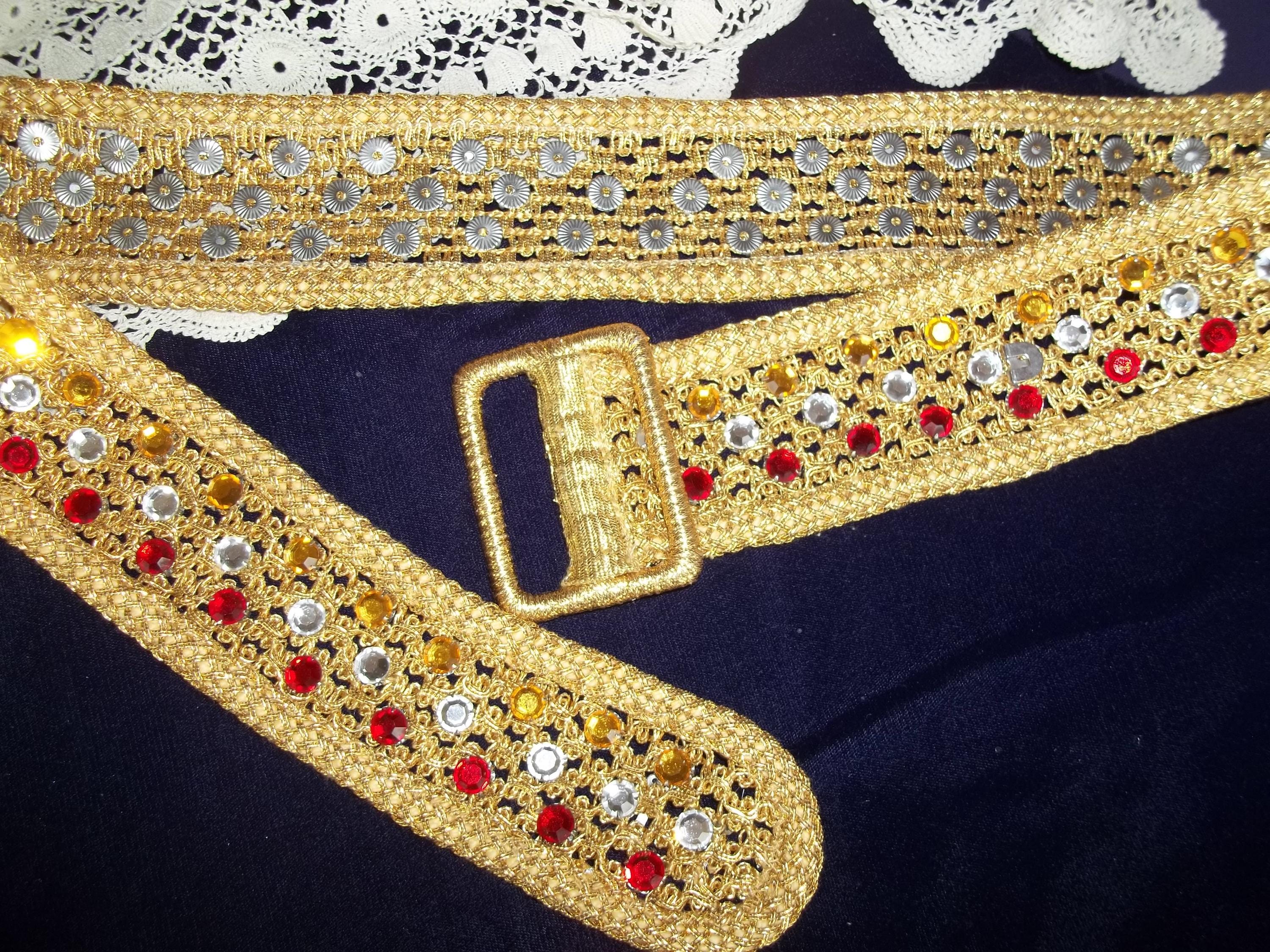 Vintage Woven Gold Belt With Rhinestones 1950-60 display picture 3