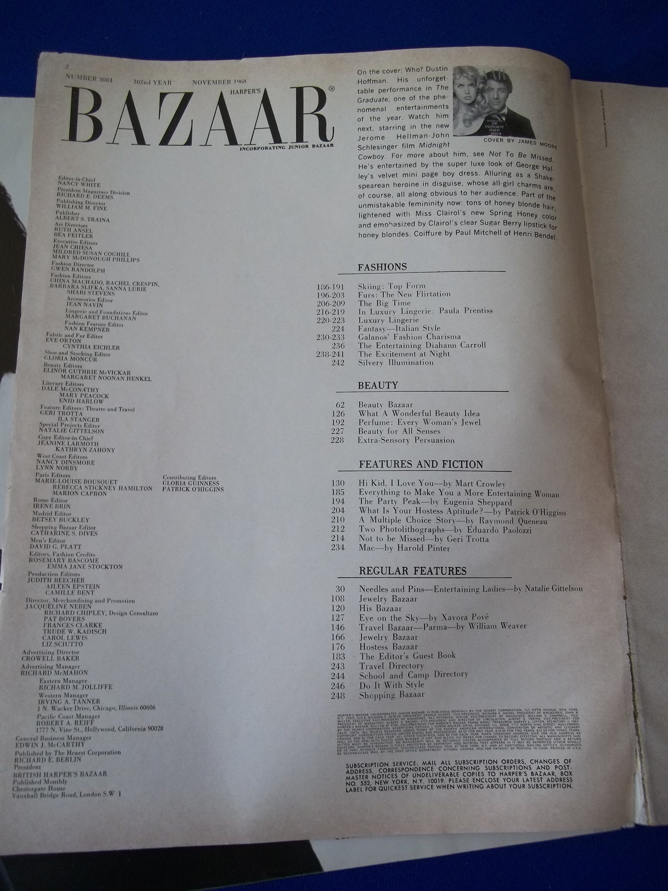 Original Vintage November 1968 Harpers Bazaar Magazine Dustin