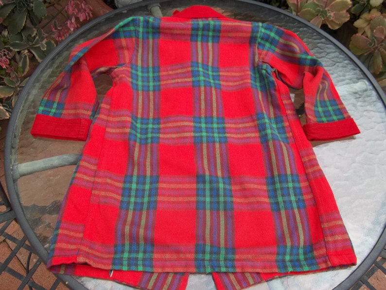 Vintage 1940 50/'s Kids size 4 or 5 Original Coat or Robe Red Plaid Flannel Small Fri San Gabriel California label Childrens Toddler