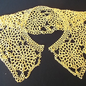 Original  Vintage Yellow Tatted Collar Extra Wide handmade 1940-50&#39;s era Nice Tatting